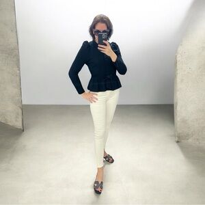 Red Valentino Garavani Black button down puff sleeve blazer top bow small